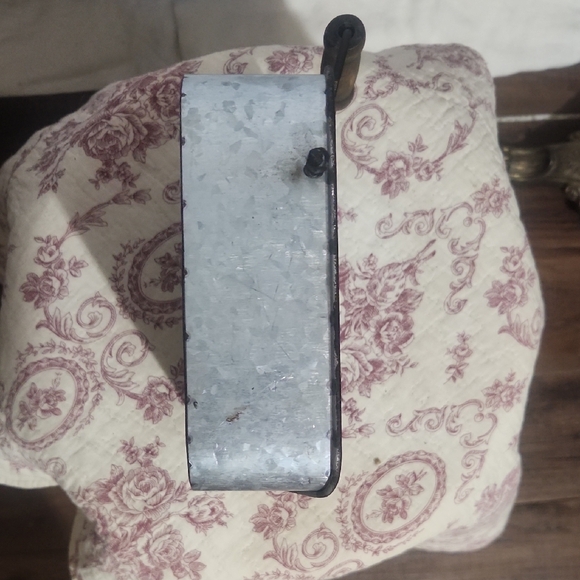 Galvanized Metal Picnic Napkin Caddy with Wooden Handle - Rustic Home Dining - Picture 3 of 7